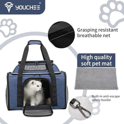 19" L x 12" W x 17" H Inches Cat, Dog Carrier for Pets Up to 25 Ibs, Washable，Soft Sided，Collapsible Travel Puppy Carrier. (Blue) - Image 5