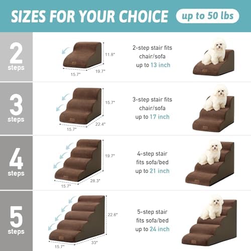 COZY KISS Dog Stair for Small Dog 15.7" H, 3 Step Pet Ramp for Couch - Image 2