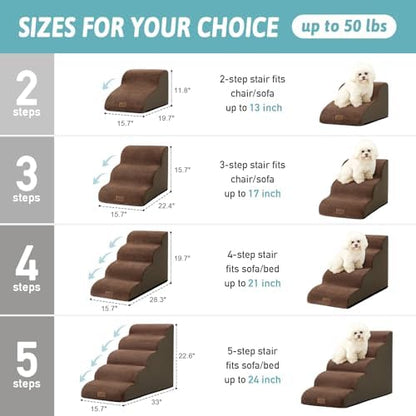 COZY KISS Dog Stair for Small Dog 15.7" H, 3 Step Pet Ramp for Couch - Image 2