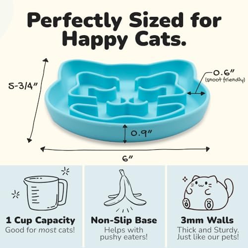 Snuggli Slow Feeder Cat Bowl | Cat Puzzle Feeder for Slow Eating, Mental Enrichment, Digestion, & Bloat Relief | Non-Slip Silicone, Dishwasher Safe, 1 Cup (Lagoon) - Image 5