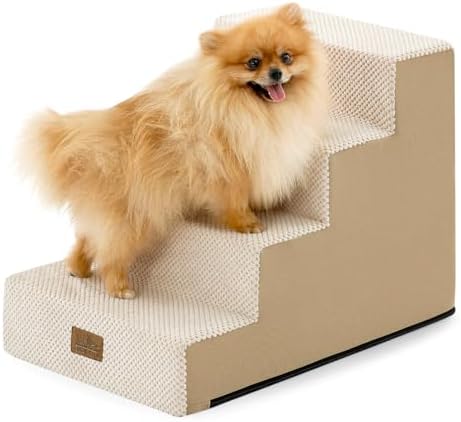 COZY KISS Dog Stairs for Small Dogs, 4 Step Pet Stairs for Beds & Couches by COZYKISS