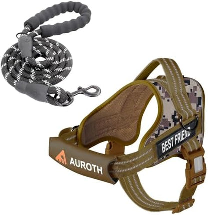 AUROTH Dog Harness for Large Dogs No Pull Tactical Harness and Leash Set by AurothPets