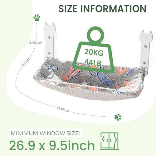 HiPetpy 2-Pack Large Cat Window Perch, Cordless Foldable Cat Hammock - Image 6