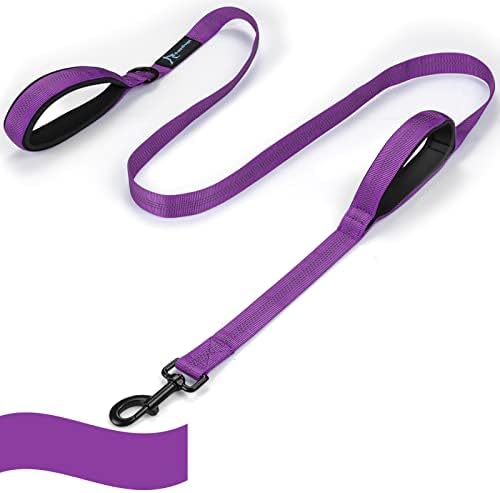 Dog Leash for Large Medium Dogs 6Ft x 1" Reflective Stitching Large Leash with 2 Traffic Padded Handles Dog Lead Rope Pet Leash for Running Walking Training (Purple 1 Pack) by PuppyDoggy