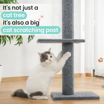 Max & Marlow 95-108" Floor to Ceiling Cat Tree for Indoor Cats, Light Grey - Image 7