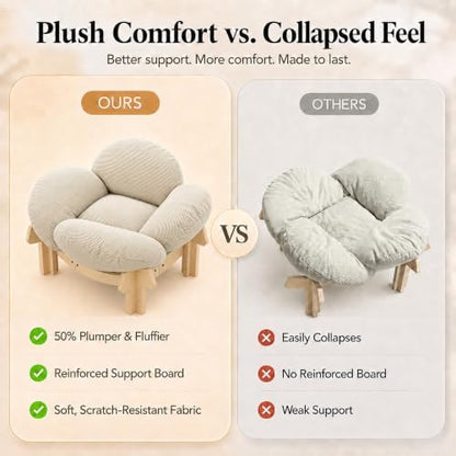 Wooden Elevated Cat Bed, Pet Sofa Furniture with Washable Cushion (Beige) - Image 4