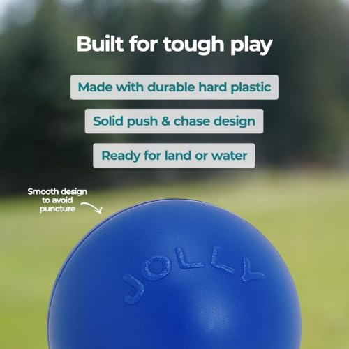 Jolly Pets Push-n-Play Ball Dog Toy, 10 Inches/Large, Blue - Image 7