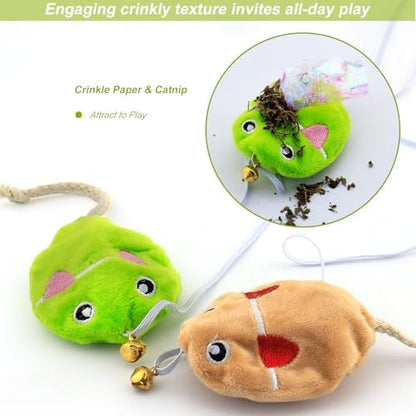 Interactive Cat Toy Wand with Catnip Mouse, Cat Teaser Wand Rainbow String for Bored Indoor Adult Cats and Kittens (2 Pack Mouse) - Image 4