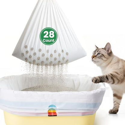 Sifting litter bags with 7-Day Litter System, Heavy Duty Thickened litter liners, 37x18 Inch (28 Pack) For Most Litter Boxes and Cat Supplies by PETOCAT