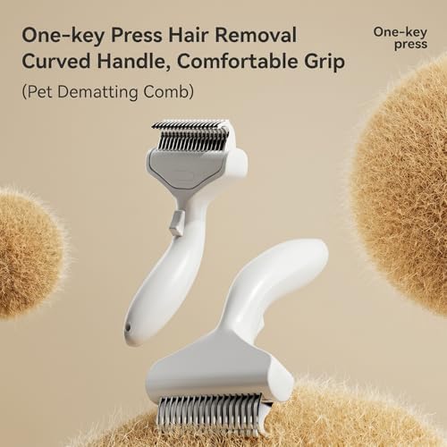 Self Cleaning Deshedding Comb, Undercoat Rake for Dogs & Cats(ivory white) - Image 4