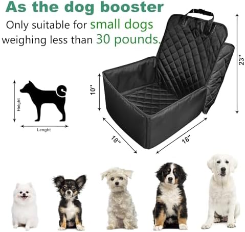 Flow.Month Pet Front Seat Cover Pet Booster Seat,Deluxe 2 in 1 Dog Seat Cover for Cars Waterproof Dog Front Seat Cover Pet Bucket Seat Cover with Safety Belt(Black) - Image 2