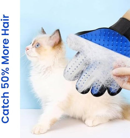 Blue Pet Hair Remover Gloves - 1 Pair, Pet Grooming Gloves | Cat Hair Remover | Gentle Deshedding Brushes for Dogs, Cats & Horses | Dog Washing Gloves - Image 4