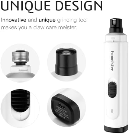Pet Nail Grinder for Dogs - Quiet 2-Speed Type-C Rechargeable Dog Nail Trimmer, Low Noise Paw Grooming for Dogs & Cats (White) - Image 3