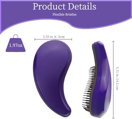 Comma-Shaped Small Dog Brush, Puppy Essentials (Dark Purple) - Image 2