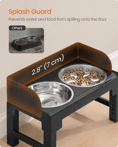 Feandrea Dog Bowls Elevated, Adjustable Height, Tilted Design - Image 4