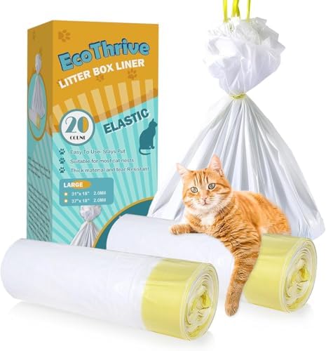 20 Count Cat Litter Liners Large, Drawstring Extra Large Pet Cat Pan Liners Extra-Thick Kitty Litter Box Bag- (medium 31" x 18") by Unknown
