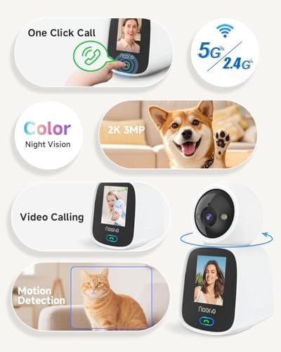 Noorio 2K Indoor Camera with Two-Way Video Calling,360° PTZ Pet Camera - Image 2