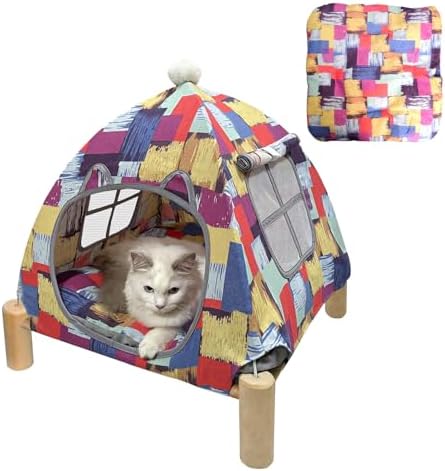 Pozico Portable Cat Tent Bed – Lightweight Foldable Cat House with Soft Washable Cushion, Warm Enclosed Cave for Kittens, Indoor Cats & Small Dogs by Pozico