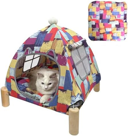 Pozico Portable Cat Tent Bed – Lightweight Foldable Cat House with Soft Washable Cushion, Warm Enclosed Cave for Kittens, Indoor Cats & Small Dogs by Pozico
