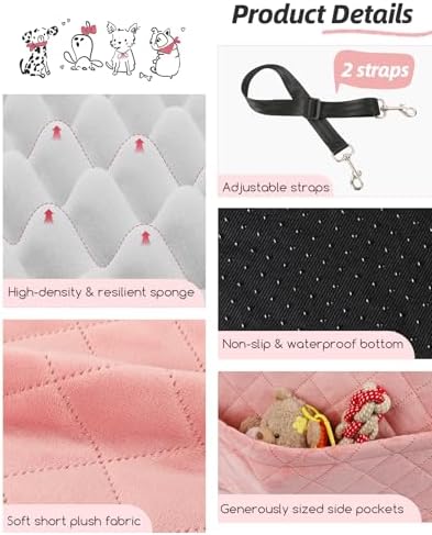 Lealchum Dog Booster Car Seat for Small/Medium Dogs,Soft Puppy Portable Car Seat with Elevated Cushion,Fits in Front/Back Seat,Fully Detachable and Washable,Easy to Install (Pink, Medium) - Image 5