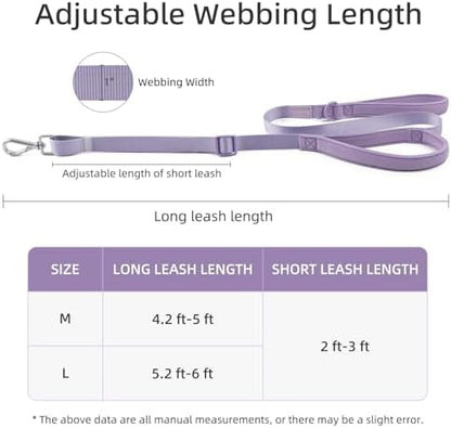 Wisedog Two Handles Dog Leash, Lilac, M|4.2 ft-5 ft - Image 3