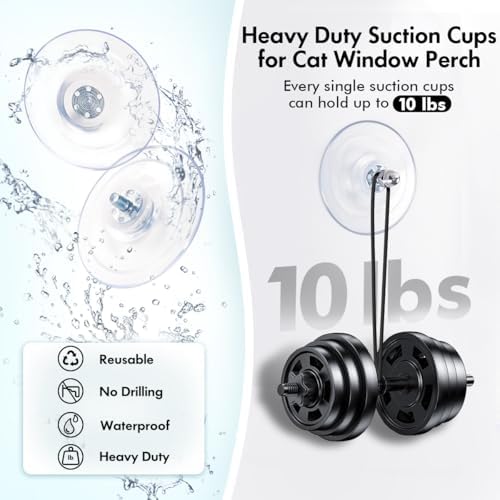 AMOSIJOY 4 Pack Cat Window Perch Strong Replacement Suction Cups with Screw - Image 4