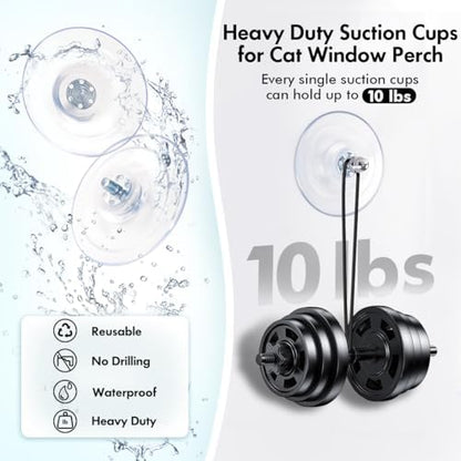 AMOSIJOY 4 Pack Cat Window Perch Strong Replacement Suction Cups with Screw - Image 4