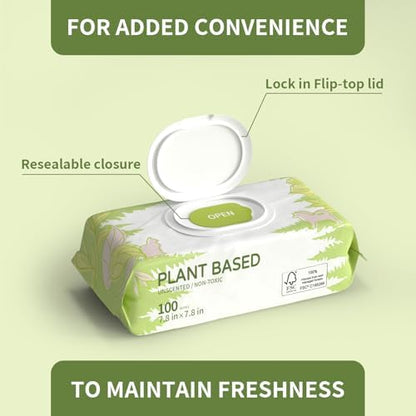 IMMHABI 100 Unscented Pet Wipes for Paws & Butt Plant Based Hypoallergenic Pets Cleansing & Deodorizing Anal Gland Hygienic Puppy Wipes for Dogs Face & Body Cat Wipes Cleaning Fur Doggie Wipes - Image 2