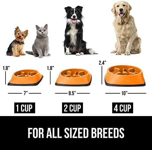 GORILLA GRIP® Patented Slow Feeder Dog and Cat Bowl, BPA Free, 1 Cup Orange - Image 6