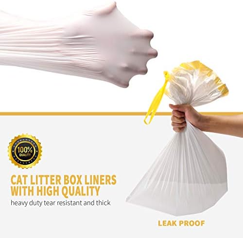 KONE Cat Litter Box Liners, 14 Count Jumbo Extra Durable Large Drawstring Kitty Litter Pan Bags Cat Waste Litter Bags Pet Supplies 36" x 18" - Image 2