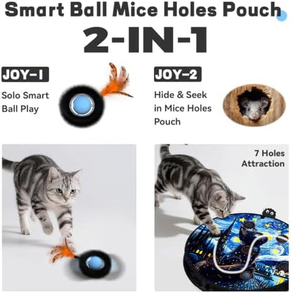 Interactive Cat Toy for Indoor Cats, Motion Activated Ball &7-Hole Maze Mat - Image 2