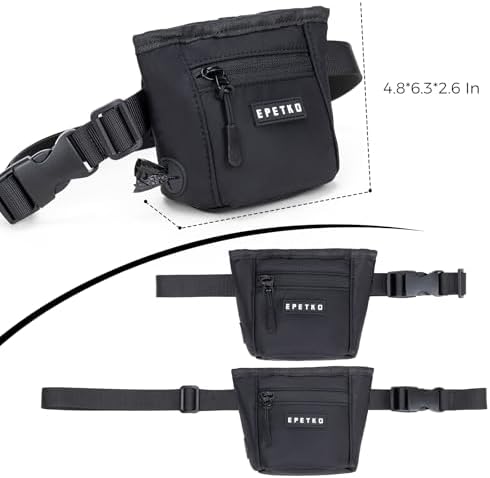 Dog Treat Pouch, Powerful Magnet Closure Device Dog Training Treat Bag Large Capacity Pet Treat Pouch with Poop Bag Dispenser Treat Bag for Dog Training with Metal Waistband Clip (Black) - Image 5