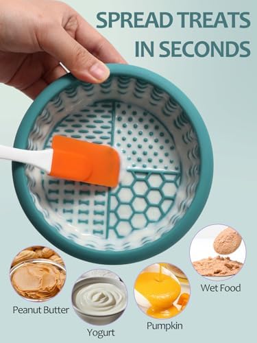Dog Lick Bowl with Brush and Scraper, Anxiety Relief Lick Mat for Dogs, Non-Slip Freeze Licking Bowl Enrichment Puzzle Feeder for Distraction, BPA Free Silicone, Dishwasher Safe - Image 4