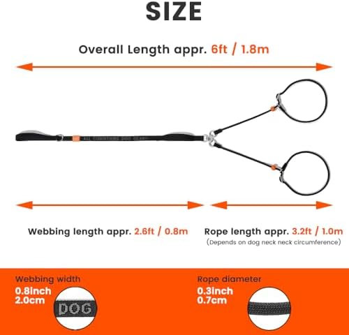 Howgo Slip Lead Leash 2 Dogs, Tangle-Free 360 Swivel(Multicolor,Handle) - Image 6