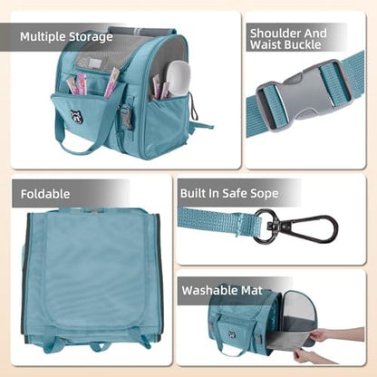 Lollimeow Expandable Cat Carrier Backpack for Large Cats - Airline Approved Pet Carrier Backpack for Small Dogs, Hiking & Travel, Waterproof with Breathable Mesh, 14lbs Capacity (Polar Blue, Standard) - Image 6