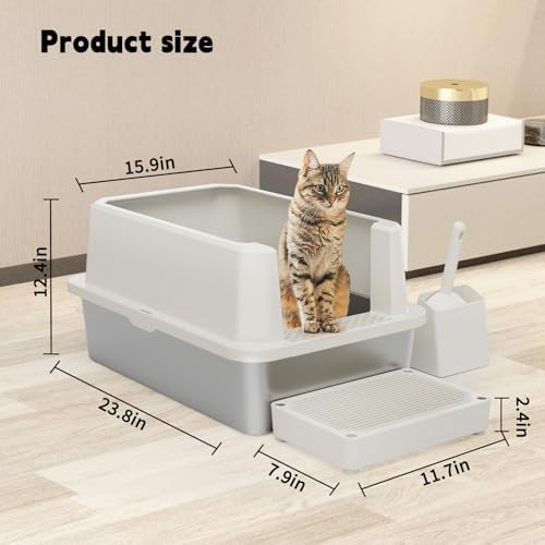 RIZZARI Stainless Litter Box Semi-Closed: Odorless, Large, Easy Clean - Image 2