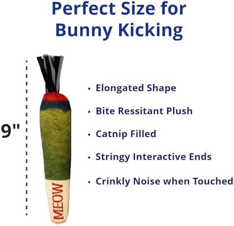 Doobie Catnip Toys for Cats - Soft, Bite-Resistant Cat Chew Toys with Long Shape for Kicking and Stress Relief - Image 3