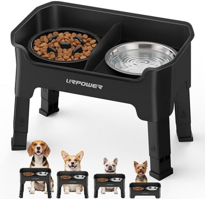 URPOWER Mess Proof Elevated Dog Bowls for Small Dogs with Slow Feeder by URPOWER
