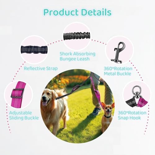 Double Leash for Two Dogs, 2-in-1 Upgraded Double Dog Leash, No Tangle Dual Training Splitter, Reflective Walking Training Lead for Small Medium Dog, Gray - Image 3