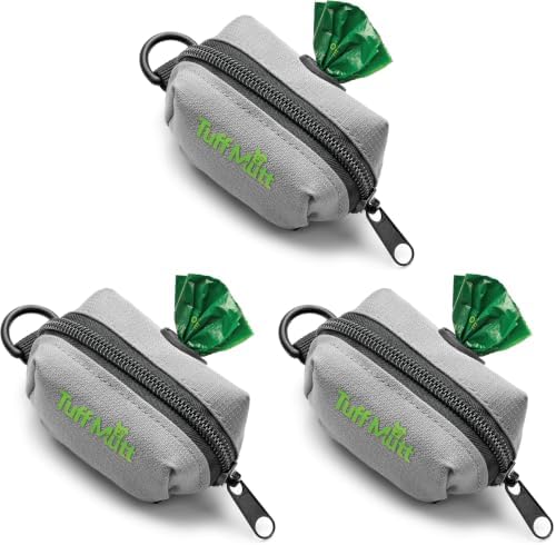 Tuff Mutt Dog Poop Bag Holder with Velcro Attachment - Durable Fabric Poop Bag Dispenser for Leashes - Includes Starter Roll for Easy Cleanup (Pack of 3) by TuffMutt