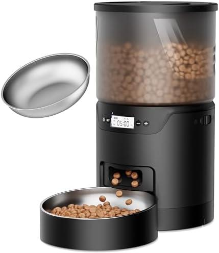 IMIPAW PET Automatic Cat Feeder: 3L Auto Food Dispenser with Timed Feeding| 6 Meal Programmable& 1-20 Portion Precise Control- Easy to Clean for Cat Indoor| Desiccant Keep Food Fresh with Staiess Bowl by IMIPAWPET