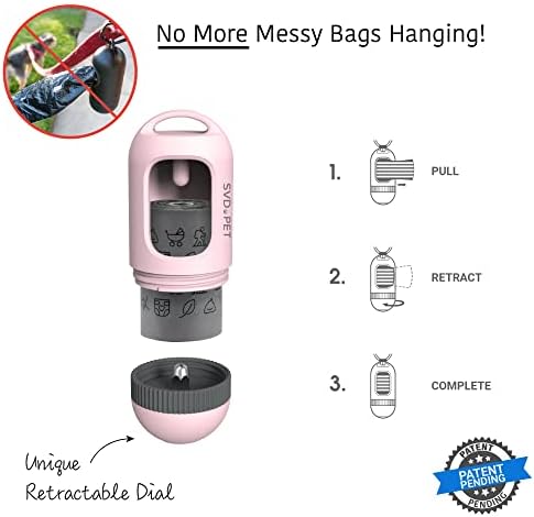 SVD.PET Dog Poop Bag Dispenser, Waste Bag Retractable, Primrose Pink - Image 2