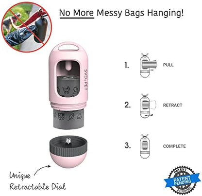 SVD.PET Dog Poop Bag Dispenser, Waste Bag Retractable, Primrose Pink - Image 2