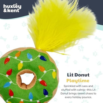 Huxley & Kent Plush Crinkle Catnip Cat Toy, Lit Donut - Image 2