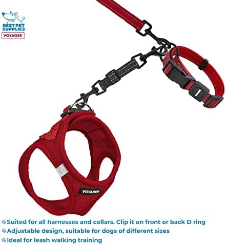 Best Pet Supplies Voyager Dog Collar Safety Clip with Dual Clasps, Collars and No Pull Harness Connectors, Training for Walking, Running, and Hiking, Safety Clip - Black - Image 3
