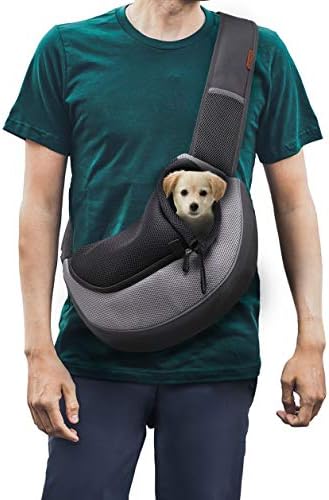 FDJASGY Pet Sling Carrier for Small Dogs Cats,Breathable Mesh Travelling Hand Free Puppy Backpack with Pouch and Adjustable Strap Carrier by FDJASGY