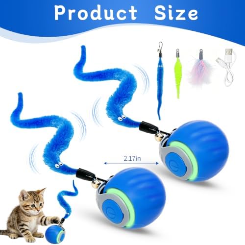 Interactive Cat Toy Ball - Automatic Moving Cat Ball for Indoor Cats with 3 Tails, Rechargeable Silent Kitten Toy for Boredom & Exercise, Rolling Ball Toy with 2 Modes & 2 Speeds. - Image 2