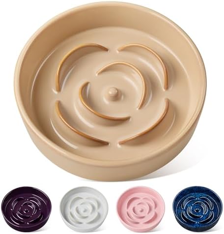 vancasso Ceramic Slow Feeder Dog Bowl, 1.5 Cup Puzzle Dish for Medium Breed by vancasso