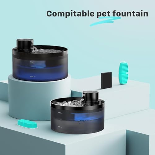 FOFNON Cat Water Fountain Filters: 24 Cat Fountain Filter - ONLY for Battery Operated Cat Water Fountain - 12 Pieces of Filters + 12 Pieces Sponges of Cat Fountain Cordless - Image 2