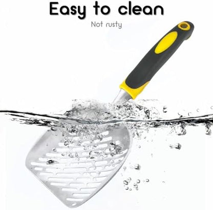 Cat Litter Scoop-Metal Cat Scooper-Long Handle Scoop,Cat Scooper-Poop Sifting-Mesh Shovel-Suitable for Cat Litter Box, (Yellow) - Image 5